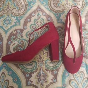 Red suede heels